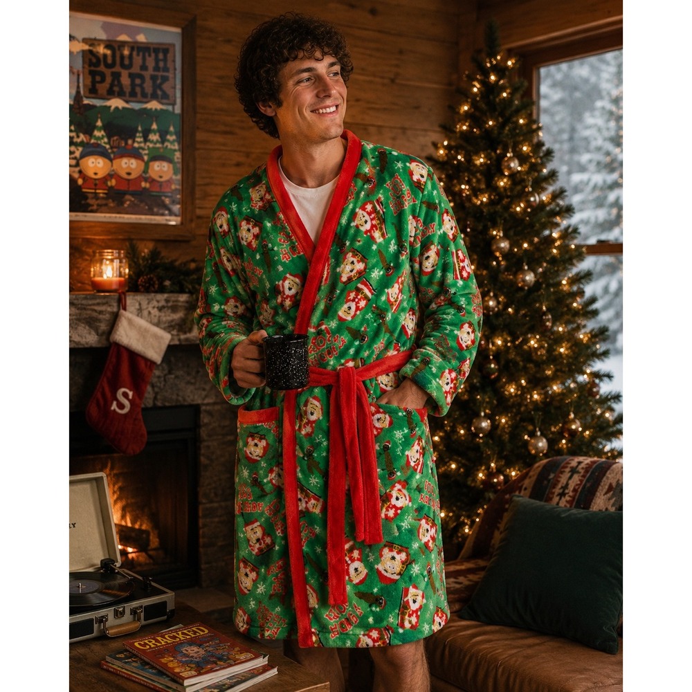 South Park Christmas Robe Mens M Plush Fleece Howdy Ho Santa Holiday